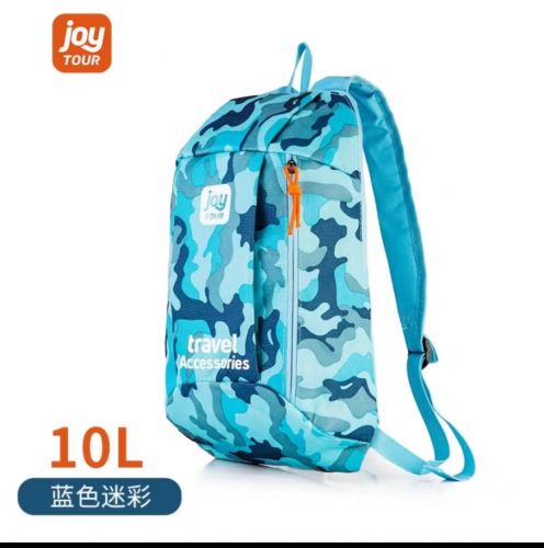 JOYTOUR 背包10L 休闲小背包双肩包男女儿童旅行运动包迷彩包户外登山包 迷彩蓝色